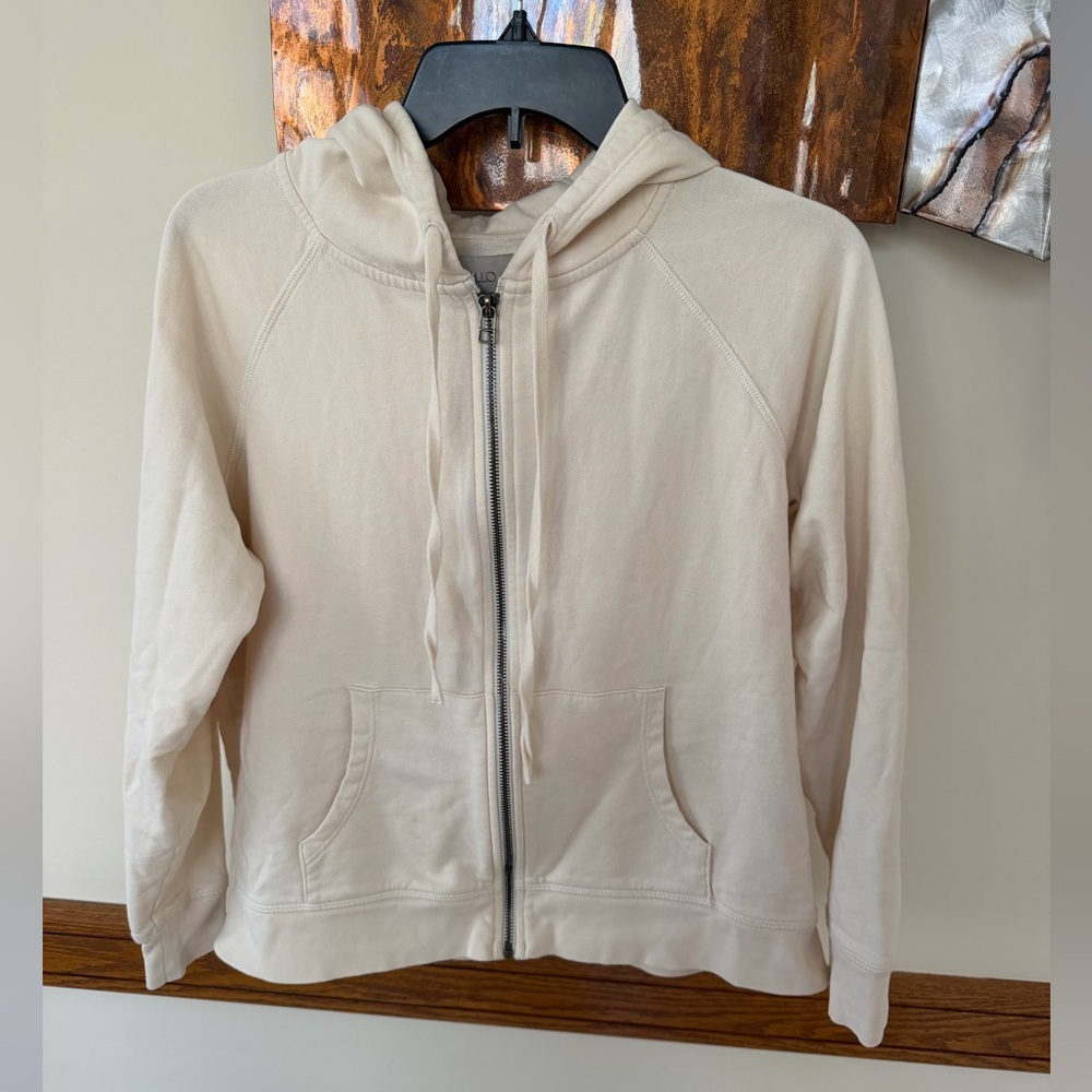 Leallo Zip Up Hoodie Cream- 100% Cotton Size Small